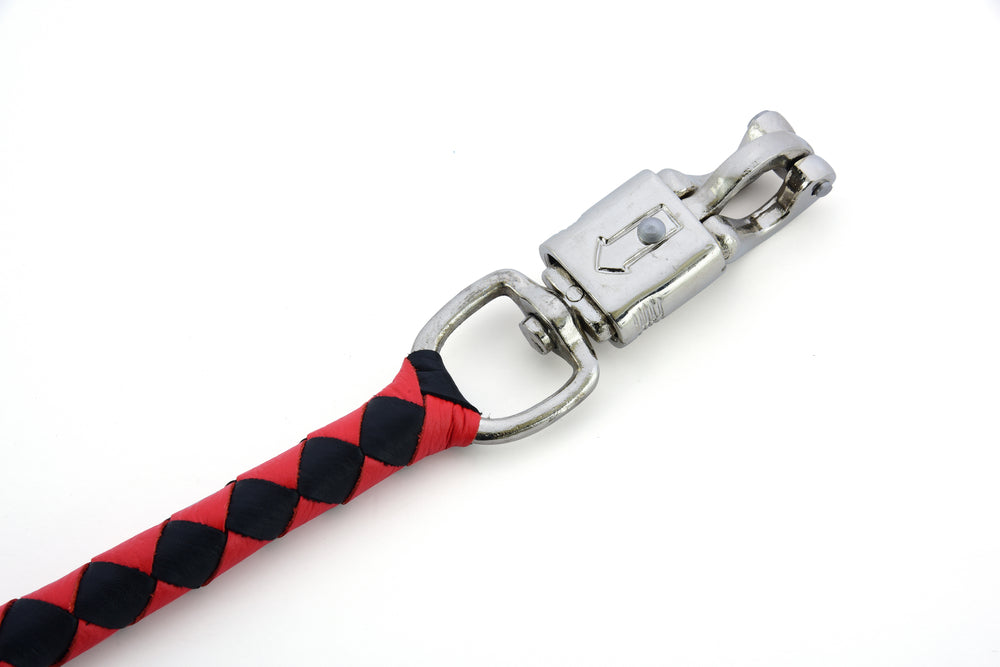 GBW203 Leather Biker Whip-Red/Black  Thunderbird Speed Shop