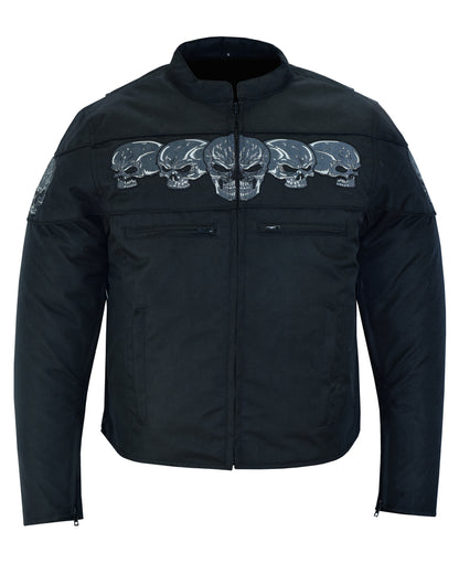 DS600 Men's Textile Scooter Style Jacket w/ Reflective Skulls  Thunderbird Speed Shop