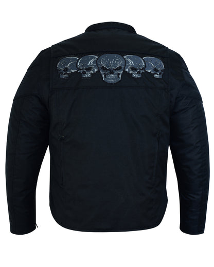 DS600 Men's Textile Scooter Style Jacket w/ Reflective Skulls  Thunderbird Speed Shop