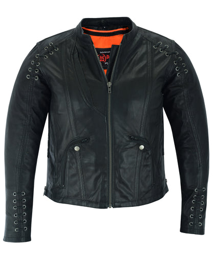 DS885 Women's Stylish Jacket with Grommet and Lacing Accents  Thunderbird Speed Shop