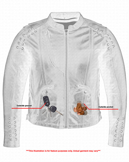 DS885 Women's Stylish Jacket with Grommet and Lacing Accents  Thunderbird Speed Shop